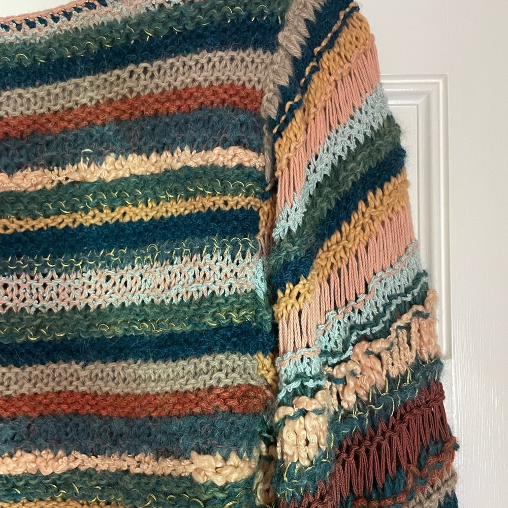 Ulla Johnson Electra Earth Tones Multicolor Striped Chunky Knit Boho Sweater - Picture 12 of 15
